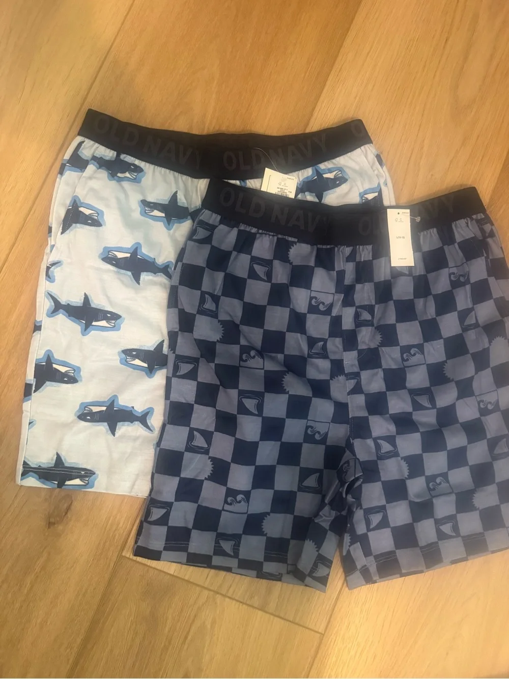 Old Navy Boys' Shark & Checker Pajama Shorts - Light Blue & Navy